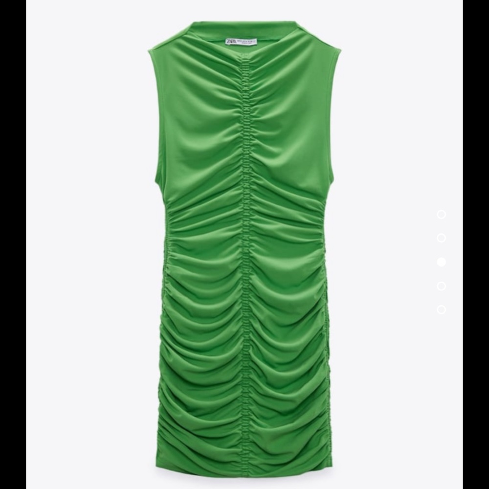 ZARA Green Dress with Ruching